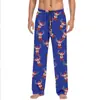 Pantalones de pijama casuales con cordón para hombre y mujer con estampado de dibujos animados para parejas, pantalones caseros personalizables