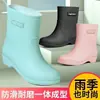 Zapatos planos de mujer hasta la pantorrilla, para todas las estaciones, impermeables, resistentes al desgaste, cálidos y con forro polar, zapatos de agua y botas de lluvia antideslizantes