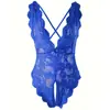 Comércio exterior transfronteiriço roupa interior sexy mulheres novo europeu e americano pescoço aberto lace-up sexy backless macacão de renda atacado