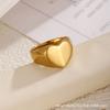 Anillo de Fundición en Forma de Corazón de Acero Inoxidable, Anillo Transfronterizo Europeo y Americano, Se Puede Grabar con Láser con Logo, Venta al por Mayor, Joyería de Oro Real que Conserva el Color