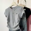 116, 117, Camiseta de Manga Corta Estilo Europeo con Estampado de Logo de Pony y Hombros Normales, Nuevo Diseño Ajustado Fruncido 2026