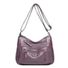 Bolso de Madre de Cuero Lavado Vintage, Bolso Multicapa de Gran Capacidad para Mujeres de Mediana Edad y Mayores, Modelo Nuevo 2026 Bolso Cuadrado Pequeño de Hombro Cruzado