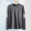 Camiseta deportiva casual para hombre de manga larga con estampado, moderna para adolescentes, adecuada para todas las estaciones, cuello redondo, top básico de manga larga