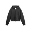 Moletom Cattee Americano Cleanfit Cor Lisa com Gola Alta e Capuz para Homens e Mulheres Esportivo Versátil Boxy Curto Tendência