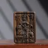 Amuleto Esculpido de Buda em Jacarandá Africano Natural, Pingente de Guanyin para Homens e Mulheres, Colar Inspirado em Zen, Presente de Feriado