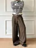 Pantalones Casuales Simples Retro Americanos para Hombre Otoño Tendencia Marca Plisados Estilo Old Money Sueltos Rectos de Pierna Ancha