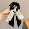 Elástico de Cabelo Deslumbrante Estilo Zhao Lusi, Faixa de Cabeça de Bolinhas, Argola de Cabelo com Fita, Corda de Cabelo para Rabo de Cavalo Alto, Acessório de Cabelo, Elástico