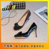 Zapatos de tacón alto de tacón fino, estilo francés, punta redonda, elegantes, femeninos, con lazo, boca poco profunda, versátiles, nuevos para Primavera y Otoño 2025