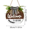 Letrero de Bienvenida de Jardín Transfronterizo Colgante de Puerta Redondo de Madera Decoraciones Navideñas Colgante de Tablero de Madera Navideño Letrero de Madera para el Hogar