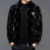 Abrigo de Visón Chaqueta para Hombre 2025 Nuevo Visón Completo Visón Dorado Terciopelo de Visón Piel Sintética Prendas de Abrigo Chaqueta de Cuero Haining Invierno