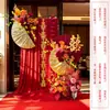 Decoração de Casamento Novo Estilo Chinês Guirlanda com Caractere Dupla Felicidade Parede de Fundo Parede de Fundo de Boas-Vindas para Banquete de Casamento Área para Fotos Suprimentos para Montagem de Ambiente
