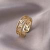 Anillo Europeo y Americano Transfronterizo de Diamante Completo para Mujer, Apertura de Circonita de Gama Alta de Nicho, Anillo Ajustable, No se Desvanece, Venta al por Mayor Versátil