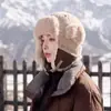 Gorro Lei Feng Engrosado Cálido de Terciopelo Plus para Invierno, Protección contra el Frío para Exteriores para Mujer, Gorro con Protección para los Oídos para Patinete Eléctrico, Gorro de Felpa del Noreste para Hombre