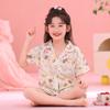 Fábrica atacado verão pijamas infantis meninas' curto- manga comprida lapela bolha de algodão crepe cartoon grande crianças terno desgaste doméstico