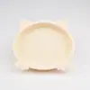 Set de Vajilla de Silicona de Grado Alimenticio para Suplementos Alimenticios Infantiles, Plato con Ventosa con Forma de Gato, Plato para Bebé para Alimentarse Solo