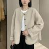 Abrigo de Piel Redondo Estilo Chanel Otoño e Invierno 2023 Nuevo Holgado Versátil Top cárdigan