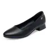 Zapatos versátiles de tacón grueso y punta redonda para mujer de mediana edad de primavera y otoño, casual de corte bajo, color liso, zapatos de madre, zapatos de madre negros de tacón bajo