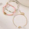 Fz0385 Contas Brancas de Arroz Estilo Boho Férias na Praia Estrela do Mar Concha Pingente Elástico Multicamadas Joia para Pé