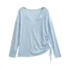 Top atlético holgado para mujer de talla grande, adecuado para Pilates, fitness, correr y yoga; cubierta casual de manga larga