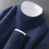25 Suéteres Nuevos 100% Lana Pura para Hombre de Cuello Semi Alto Tejidos de Punto Suéter Casual Holgado Base Suéter de Cachemira