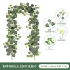 Eucalipto Flor Artificial Enredadera Tela de Seda Blanca Flor Falsa Enredadera Decorativa Hoja de Dinero Planta Verde Artificial Enredadera Decoración