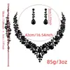 Collar Popular Europeo y Americano, Aretes, Pulsera Juego de Tres Piezas Lleno de Diamantes Juego de Joyería Nupcial con Vestido Banquete