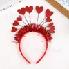 Novo Aro de Cabelo com Glitter Coração de Amor para o Dia dos Namorados Festival Tanabata Festa de Aniversário Touca Vermelha de Amor