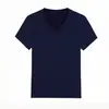 Camiseta [Lyocell Tencel + Lã Merino] com Decote V e Pequenas Mangas Bufantes, Design Estiloso e Elegante, Blusa Feminina de Verão Fina de Manga Curta