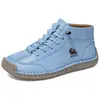 Venta Caliente Transfronteriza Zapatos de Mujer Cosidos a Mano Zapatos de Pareja Otoño/Invierno Suela Plana Zapatos Individuales Zapatos Casuales Botas Martin 9888