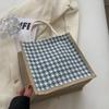 Bolsa de almuerzo de lino de mano Fresh ins para mujer 2023 Verano Bolso de mano pequeño de lino Bolso de compras de imitación de lino