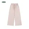 Calça de moletom com punhos lavada e desgastada transfronteiriça 360g Retrô americano Tecido felpado de poliéster-algodão Calças retrô masculinas plus size