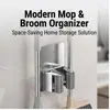 Soporte de Acero Inoxidable para Mopa y Escoba Montado en Pared, Sin Taladro Autoadhesivo Resistente Organizador para Baño Cocina
