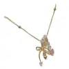 Collar Colgante de Zirconia con Lazo Corazón para Niña Cadena Popular Transfronteriza Moda Lujo Ligero Cadena para Clavícula Nicho Versátil
