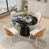 Mesa y Sillas de Negociación Comerciales de Alto Nivel Estilo Europeo con Cubierta de Piedra Microcristalina para Comedor en Casa, Estilo Trendy Ins