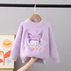 Suéter Outono e Inverno para Meninas 2026 Novo Tricô de Veludo de Visão Espessa Estiloso Desenho Animado Top de Inverno Infantil