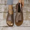 Sandalias planas de talla grande para mujer para comercio exterior, nuevo modelo 2026, estilo europeo y americano, punta redonda, sandalias romanas casuales sin cordones para mujer
