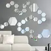 Adesivos de Parede Espelhados Acrílicos 3D Transfronteiriços para Sala de Estar, Hall de Entrada, Quarto, Espelhos Decorativos Personalizados com Moldura de Canto Hexagonal