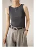 Venta al por mayor del fabricante Moda de verano Nuevo estilo Top de canalé para mujer sin hombros Sencillo Moldeador Francés Sin mangas Camiseta sin mangas Moderno