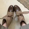 Punta Redonda 2026 Retro Otoño Suela Plana Patchwork Lazo Nuevas Botines de Moda para Mujer Versátiles Lademei Botines Cortos