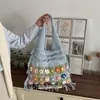 Bolso de mano tejido a ganchillo para mujer estilo Dongdaemun coreano 2026 con patrones florales multicolor, bolso de hombro estilo étnico de moda aleatorio para mujer