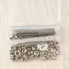 Juego de hebillas de aire plateadas de 6MM/8MM/10MM y hebillas para ojales con kit de herramientas de instalación en caja
