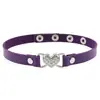 Collar Gargantilla Corazón Punto Diamante Piel para Mujer Collar de Alta Gama Simple Elegante Cadena para Clavícula con Corazón de Pedrería