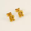 Moda Europea y Americana Sencillos y Elegantes Pendientes de Acero de Titanio Acero Inoxidable Chapado en Oro de 18K Pendientes Mini de Letras de Burbuja para Mujer