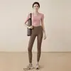 Traje Deportivo para Mujer Manga Larga Hombro Hueco Cintura Alta Pantalones de Yoga Adelgazantes Secado Rápido Transpirable Ropa de Fitness Estilo Femenino Ropa de Mujer