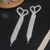 Pendientes de Borla de Diamantes Elegantes de Lujo Amor Moda Pendientes Largos Europeos y Americanos Pendientes S925 Simples de Corazón de Durazno