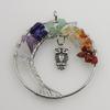 Colgante de búho redondo con árbol de la vida, de plata, con grava colorida y ágata de cristal. Joyería transfronteriza de Amazon.