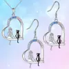 Collar Colgante de Gato de Dibujos Animados Lindo y Fresco Pendientes Moda Combinación Perfecta Dulce Exquisito Regalo Conmemorativo