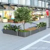 Cerca de Grade de Ferro Forjado para Vasos de Flores ao Ar Livre, Calha de Flores de Aço Inoxidável para Rua, Vaso de Flores Retangular, Canteiro de Flores Quadrado para Escritório de Vendas