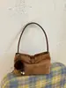 Bolsos Otoño Invierno Estilo Maillard Para Viajar Suede Felpa Bolso de Hombro Único Bolso de Axila Sensación de Alta Gama Bolso Tote Retro Esmerilado Mujer