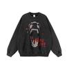 American Street Animal Direct Printing Heavy Washing Old Hooded Sweater Masculino e Feminino Moda Nacional Solto Manga Longa Hoodie